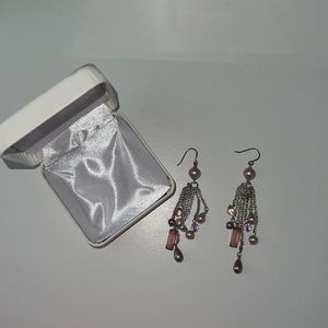 Pink jewel dangly earrings :)